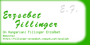 erzsebet fillinger business card